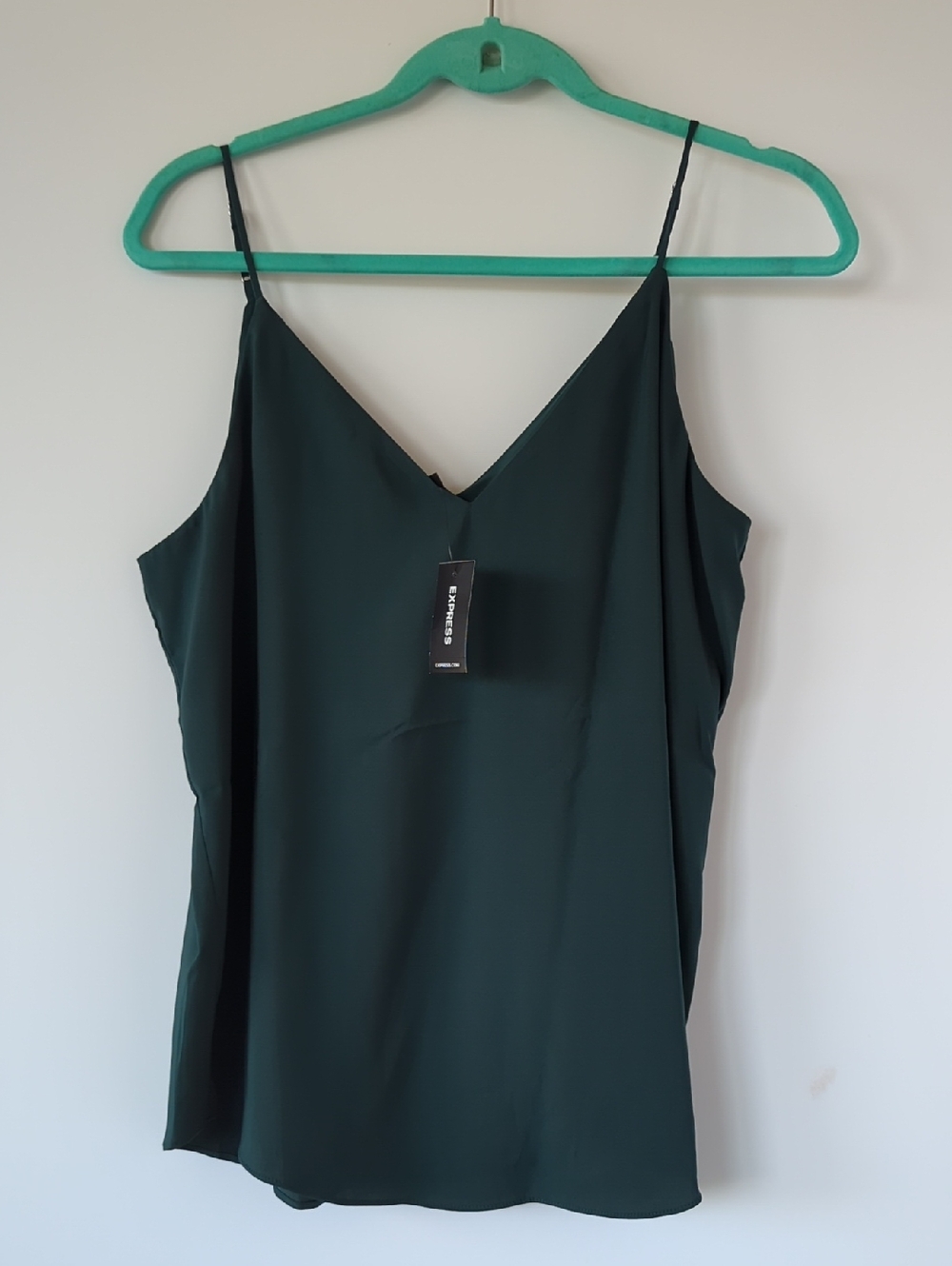 Express Dark Green V-Neck Spaghetti Strap Cami
